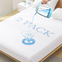 2 Pack Twin Size Premium Waterproof Mattress Protector, Soft Breathable Mattress Pad, Noiseless Waterproof Bed Cover - Stretch to 21" Fitted Deep Pocket Mattress Protection