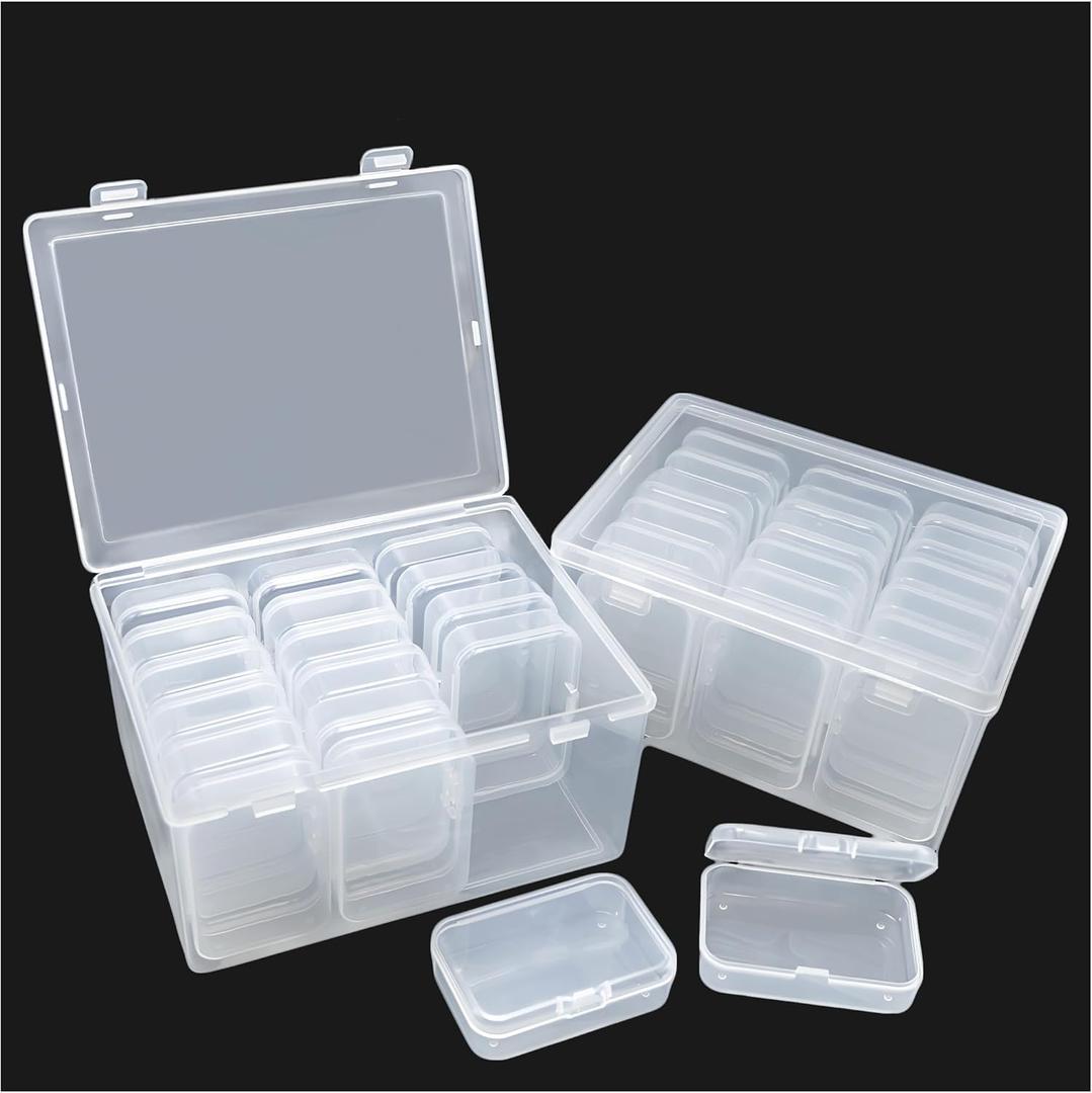 Multi-Size Clear Plastic Boxes - 38 Pcs For beads organization, nail art tools, diamond painting, artwork, building blocks and small items like jewelry boxes, DIY projects home organization Stackable