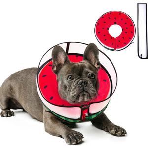 Inflatable Dog Cone Collar with Enhanced Anti-Licking, Soft Neck Donut for Dogs Cats, Recovery Pet Cone Collar After Surgery for Dogs (Watermelon, Small)