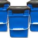 House Naturals 4 Gallon Square Buckets with lids- Made in USA Container- Pack of 10 (Blue - Black lids)
