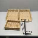 Geelin 3 Pack Paper Rope Woven Stackable Desk Organizer Letter Tray, Brown Tabletop Desk Basket for Storage Paper Letter Folders Notebooks Copy Print, Workspace Holder