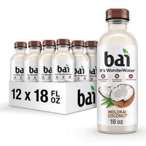 Bai Antioxidant Infused Water Beverage, Molokai Coconut, with Vitamin C and No Artificial Sweeteners, 18 Fluid Ounce Bottle, 12 Pack, BBD: 06/23/2026