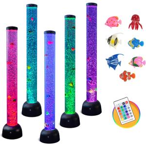 3.3ft Sensory Bubble Fish Tube Lamp with Remote, 7 Color Changing Aquarium Night Light with Moving Fish & Variable Bubble Stream- Calming Gift for Kids & Sensory Rooms