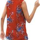 Summer Tank Tops for Women Pleated Square Neck Side Slit Tops Loose Fit Curved Hem Flowy (XXL)