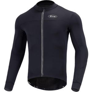 Dooy Men's Cycling Bike Jersey Thermal Biking Shirt Long Sleeve Bicycle Shirts with Full Zipper and Rear Pockets (XX-Large, New Black)