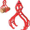 Log Lifting Tongs 32 Inch - 2700LBS Load Capacity Heavy Duty Log Grapple with 4 Serrated Claw Hooks & Handles, Logging Tongs for Tractors, Trucks, Forklifts, Red