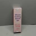 Non-Toxic Platinum Silicone Kitchen Utensil Set of 2  Non-Scratch Cooking Spoon & Spatula, 100% Plastic Free, Stainless Steel Core, Heat Resistant 500F, Beige