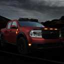 Mabett Hood Deflector Protector with 3 Pcs LED Grille Lights for Ford Maverick 2022-2025 Accessories, Hood Shield Replacement with Waterproof Amber Trim Lamp for Maverick