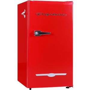 Frigidaire Retro Compact Fridge with Chiller, 3.2 cu ft Countertop Fridge with Built-In Bottle Opener, Compact Refrigerator for Office, Bedroom, Dorm Room or Cabin - 16.5"D x 19"W x 31"H (Red)