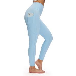 NANJI High Waisted Leggings with Pockets for Women - Buttery Soft, Stretch Yoga Pants, Squat Proof Casual Workout Leggings (Blue, XL)