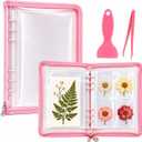 Sticker Organizer Binder with Clear Pockets & Zipper, Reusable A5 Stickers Collecting Book Album Holder with 10 Release Papers for Planner, Journaling, Sticker Collection (pink)