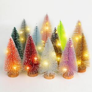 Maysing 12 Pcs Large Artificial Christmas Trees 11.8 Inch 6 Colors Artificial Pine Sisal Trees Bottle Brush Trees with Wood Base for Christmas Party Table Craft Decorations