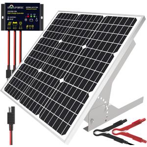 SOLPERK 50W/12V Solar Panel Kit, Solar Battery Trickle Charger Maintainer + Waterproof Controller + Adjustable Mount Bracket for Automotive Motorcycle Boat Marine RV Camping Roof