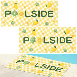 2 Pcs Poolside Seating Mats for Edge of Pool -16 x 35 Inch Lemon Theme Pool Mat for Floor Deck Entrance Rug Decorative Poolside Cushions Pad for Summer Outdoor Beach Swimming Pools