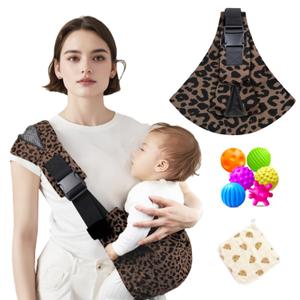 Baby Sling Carrier Adjustable Baby Sling 2025 Upgraded Toddler Sling Comfortable Baby Wrap Carriers Ergonomic-Designed, Travel Friendly Carrying 10-45 Lbs, Leopard
