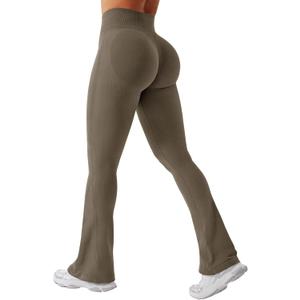 YEOREO Mini Flare Leggings Womens Workout Butt Lifting Legging Hidden Scrunch Seamless 28" / 30" Lilliean Yoga Pants (Medium, Coffee)