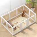Clear Acrylic Dog Playpen Indoor, Puppy Cat Small Pet Play Pen, Pet Cat Playpen for Rabbits, Dog Fence Crate Kennel Whelping Cage (24", White, 10 Panels)