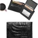Fancial men's wallet | Minimalist double fold card holder | High quality leather, black