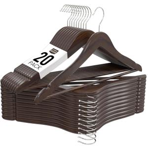 Utopia Home Premium Wooden Hangers 20 Pack - Durable & Slim Coat Hanger - Suit Hanger with 360-Degree Rotatable Hook - Wood Hangers with Shoulder Grooves (Vintage Color)