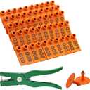 Sheep Ear tag plier& 001-100 Numbered Goat Ear Tags and 2pcs pins for Dog Deer and Livestock Animals(Orange)