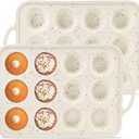 POSOSTO 2Pack Silicone Muffin Pan For Baking With Metal Reinforced Frame, 12 Cup Regular Size Nonstick Cupcake Pan, BPA Free Silicone Muffin Tray, Cupcake Baking Pan Molds for Oven