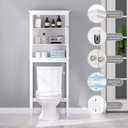 UTEX Over The Toilet Storage Cabinet, Over Toilet Bathroom Organizer with Adjustable Shelves, Above Toilet Storage Cabinet Space Saver, White, 8"D x 26"W x 65"H