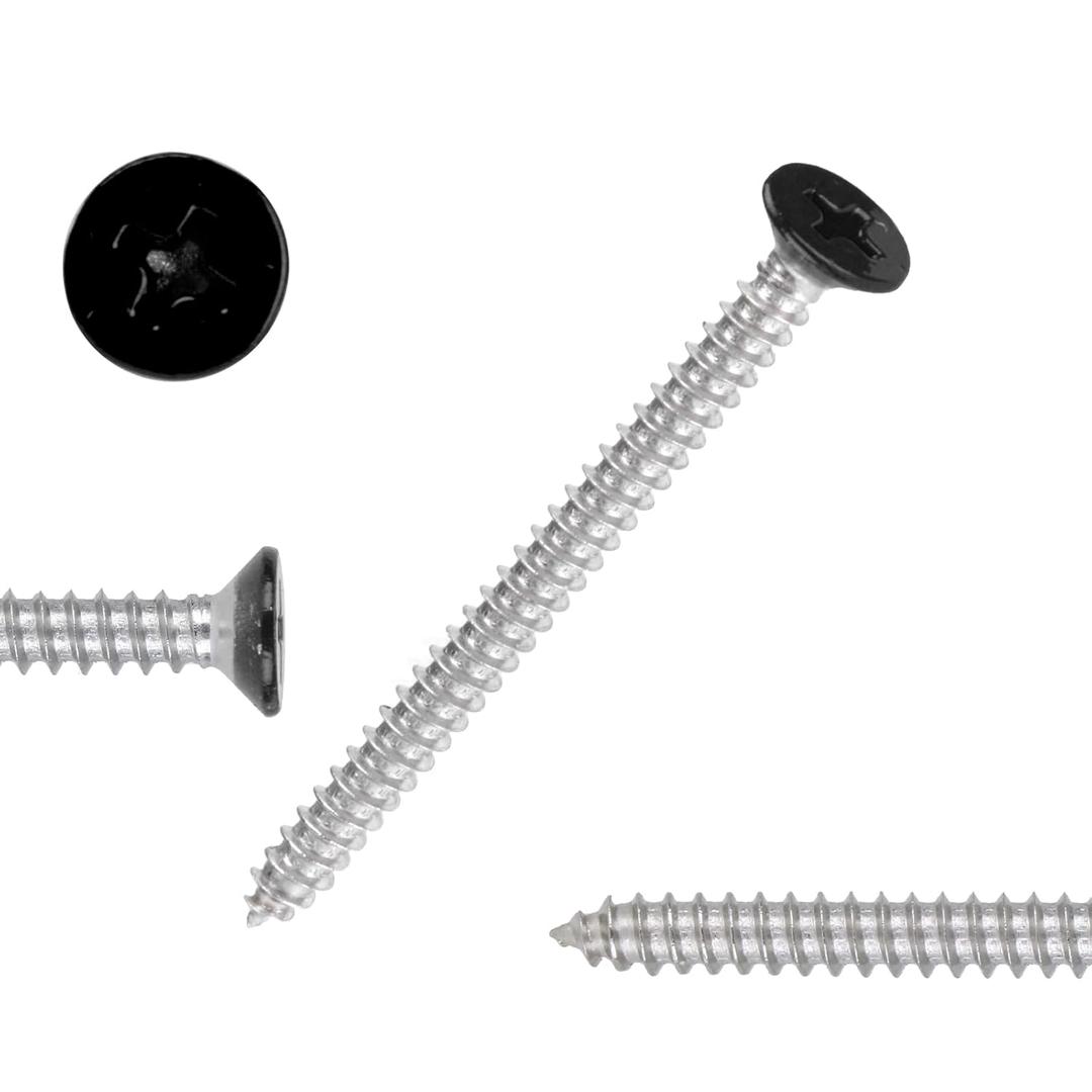 Black Head 100 PCS #8X1 Stainless Steel Phillips Flat Head Wood Screws,Stainless Steel 18-8 A2(304) Screw,Home Screw Kit by QISHENG