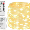 Beieverluck 1 Pack 33FT 100 LED Fairy Lights Battery Operated Fairy Lights with Remote and Timer Waterproof String Lights Outdoor Indoor for Bedroom Wedding Christmas Decorations, Warm White