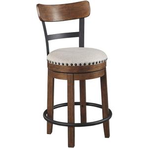 Signature Design by Ashley Valebeck Rustic Farmhouse 24.5 Counter Height Swivel Bar Stool, Brown (Dark Brown)