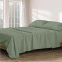 Silentnight 4 Piece Queen Size 100% Egyptian Cotton 15" Inch Deep Pocket Premium Hotel Quality Smooth & Soft Bedding Sheet Set Luxury Soft - Sage Solid
