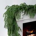 Artificial 5Ft Norfolk Pine Garlands, Real Touch Christmas Winter Pine Garland, Thick Deluxe Faux Green Greenery Garland for Table, Fireplace, Stairs, Mantle, Indoor Outdoor Christmas Decorations