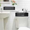 LotFancy Bathroom Decor Box, 2 Pack Toilet Tank Topper Basket, Wooden Bathroom Basket, Back of Toilet Storage Basket, Black Farmhouse Toilet Paper Holder