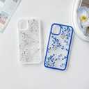 NITITOP Compatible with iPhone 11 Case Clear Cute Floral Flower Branch Leaves Pattern for Women Girls Color Frame Slim Shockproof Durable Protective Phone Cover - Blue