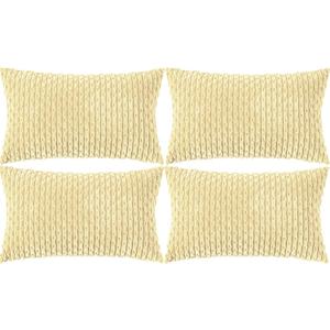 Set of 4 Pale Yellow Decorative Throw Pillow Covers 12x20 Inch Corduroy Pillow Covers for Bed Couch Sofa Living Room Soft Cushion Cases