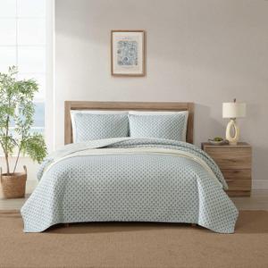 Tommy Bahama - Full/Queen Quilt Set, Super Soft Cotton Bedding with Matching Sham(s), Super Soft, Oeko-Tex Certified (Coastal Batik Green, Full/Queen)