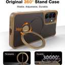 Privacy Case for Samsung Galaxy S25 /S24,360 Rotated Magnetic Ring Stand Phone Case with Privacy Screen Protector & Camera Cover,[Compatible with Magsafe] Shockproof Samsung S 25/S 24 Cover,Desert