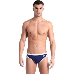 ARENA Men's Icons Solid Swim Briefs Professional Training Swimsuit Sports Trunk (26, Navy/White) Medium