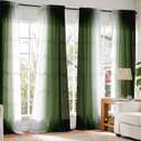 Olive Green Curtains 84 Inches Long for Bedroom Light Filtering Privacy Semi Sheer Curtains Modern Farmhouse Decor Dark Green and White Ombre Curtain for Living Room 2 Panels 52x84
