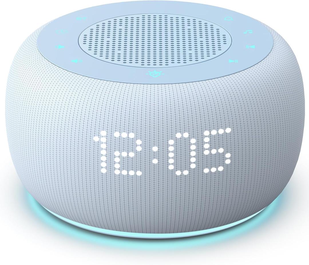 Buffbee Pro 2nd Gen  Upgraded to Rechargeable Battery | 3-in-1 Portable White Noise Sound Machine, Alarm Clock & Bluetooth Speaker for Sleep, Travel & Bedroom (Cloud Blue)
