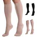 Doc Miller Compression Socks, 30-40 mmHg Medical Grade Closed Toe Socks for Circulation, Shin Splints, Varicose Veins, Calf Recovery - Knee High Support for Men & Women - 3X-Large, Plus Size Skin/Nude