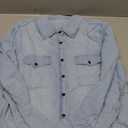 LookbookStore Women's Long Sleeve Collared Shirt Button Down Denim Blouse Tops (Medium, Ballad Blue)