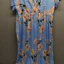 Xpenyo Maternity Maxi Dress Women Casual Wrap Long Baby Shower Pregnancy Dresses (Flower Light, XL, Blue)