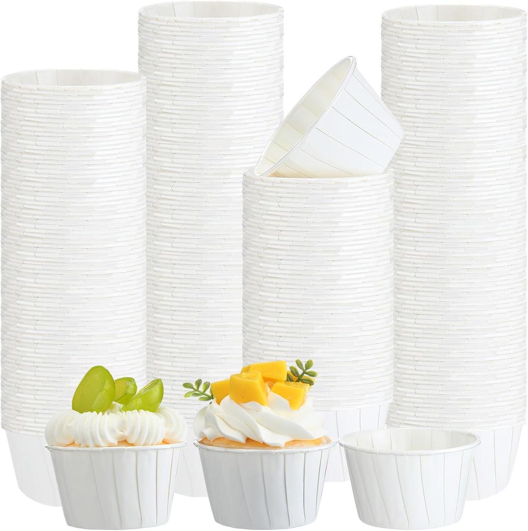 Gandeer 300 Pcs Paper Dessert Cups, 3.5 Oz Cupcake Baking Liners Parchment Muffin Liners Disposable Ice Cream Cups for Pills, Dessert, Medication Distribution, Tasting, Wedding Birthday