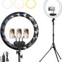 Large Ring Light with Stand, 19" Ring Light Tripod for iPhone, Professional Led Ringlight for Live Streaming, Barber, Makeup, YouTube, Tiktok, Black