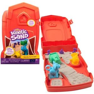 Kinetic Sand, Sandy Farm Set with 12oz Play Sand, 6 Tools & Molds, Reusable Barn Storage Case, Sensory Toys, Kids Toys for Girls & Boys Ages 3 and up
