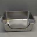 Stainless Steel Cat Litter Box with Low Entry, Metal Kitty Litter Box for Senior or Injured Cats, Odor-Free, Non-Stick, Easy to Clean, 17.5"x13.6"x5.9", Litter Pan for Medium and Small Cats (Silver)