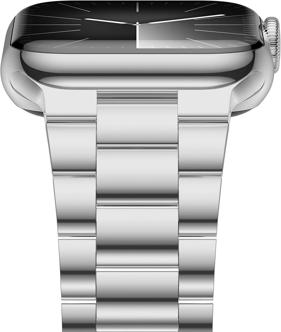 iiteeology Lightweight Stainless Steel Band Designed for Apple Watch Series 1-11, 42mm, 41mm, 40mm, 38mm, SE2&SE3, Replacement iWatch Bands for Women,Silver