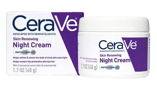 CeraVe Skin Renewing Night Cream, Niacinamide, Peptide Complex, and Hyaluronic Acid Moisturizer for Face, 1.7 Ounce