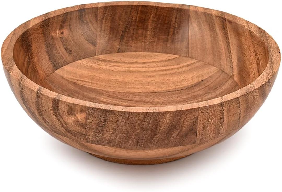 Kaizen Casa Decorative Bowl Acacia Wood Serving Wooden Bowls For Dcor Decorative Bowl for Veggies, Fruits Handmade Wooden Serving Bowl (7" X 7" X 3")