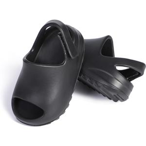 bolukets Toddler Little Kids Slides Sandals, Summer Slip On Lightweight Slippers for Boys and Girls, Beach Pool Anti-Slip Water Shoes Indoor Outdoor Sandals (Black)